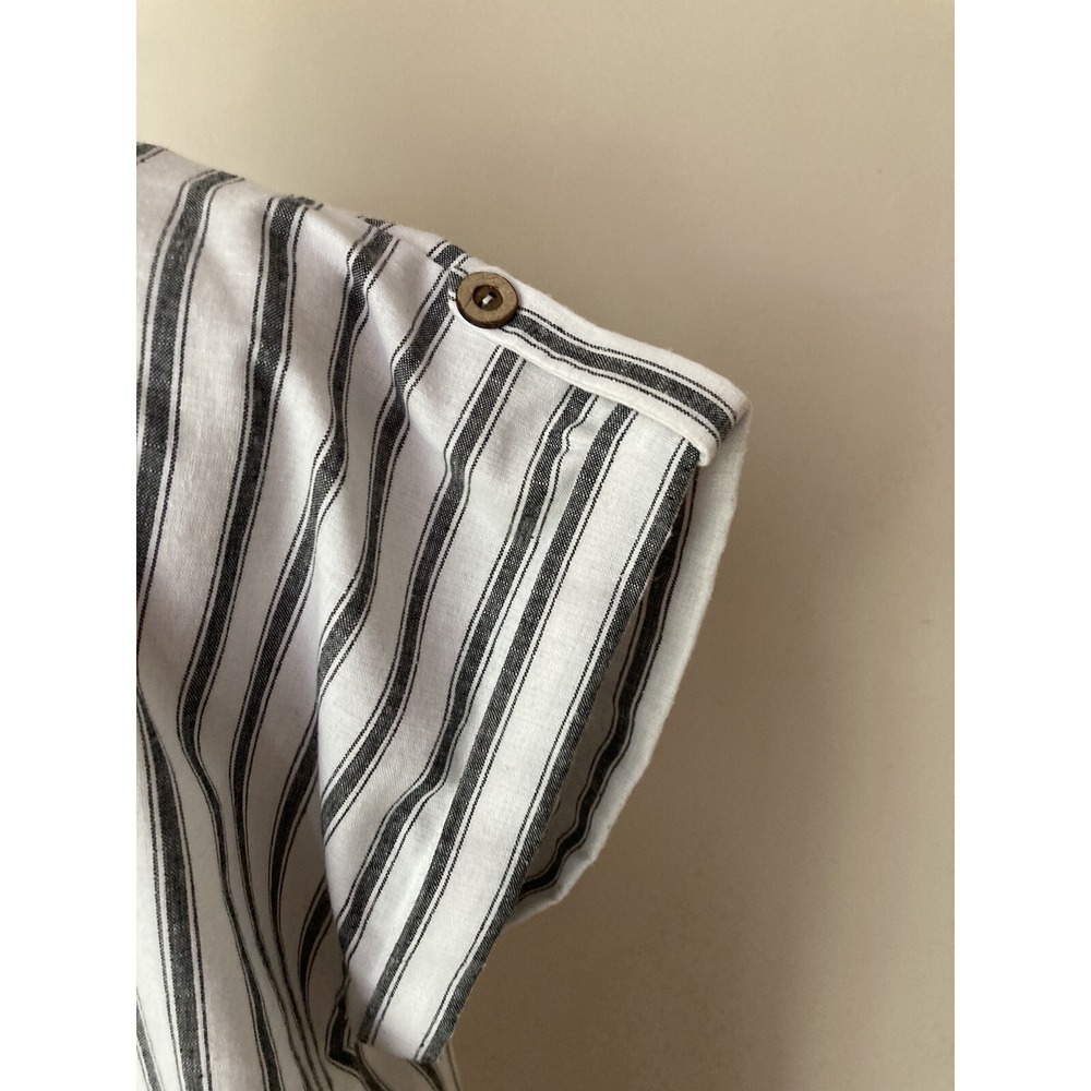 Cottagecore Love Tree Dress Sz LWhite With Black Strips Short Sleeve Coastal - Picture 8 of 12